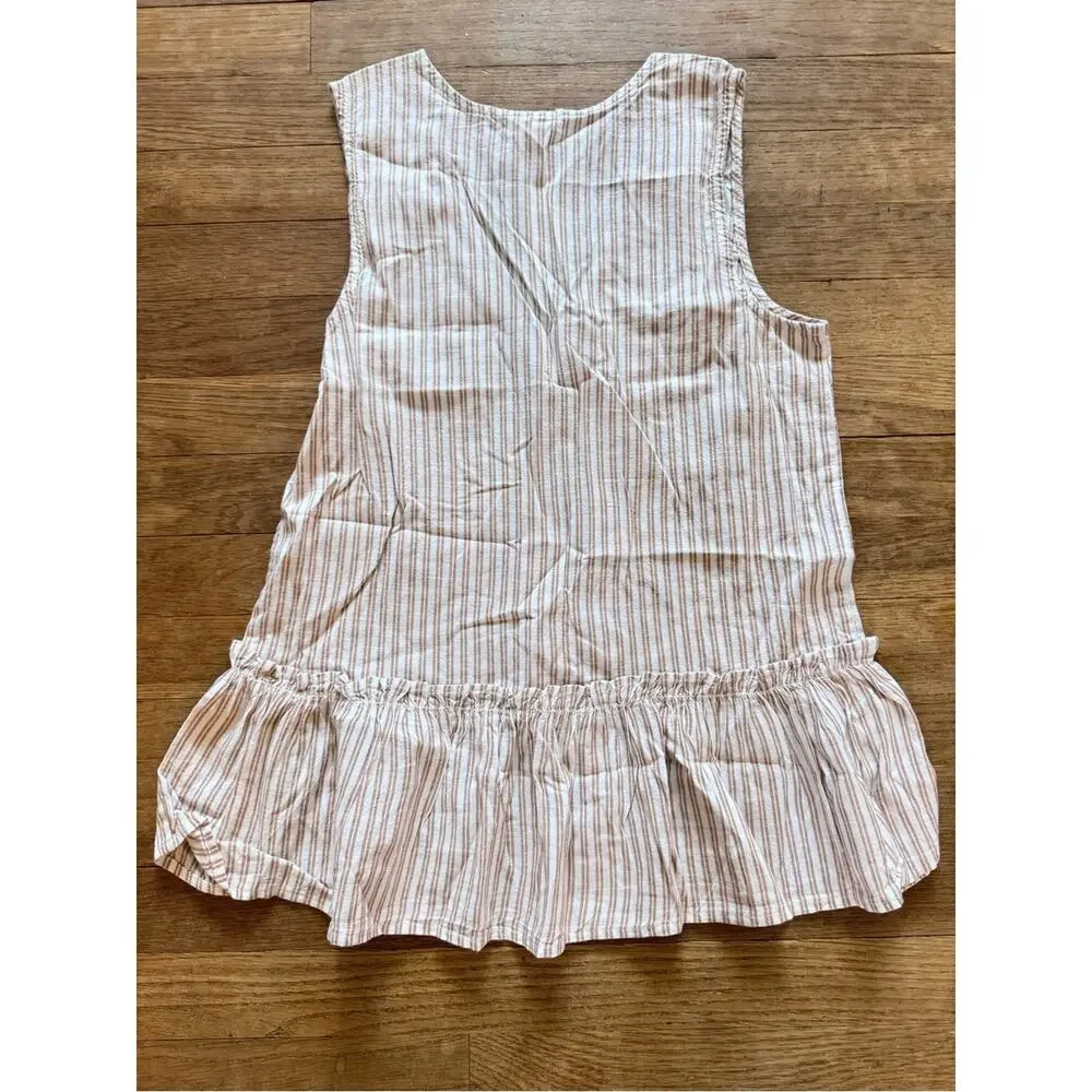 NWT Japna Women's Tan White Striped Sleeveless Peplum Top - Size S   b20